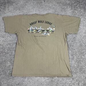 Great Wolf Lodge Shirt Mens XL Brown Beware Wolf Dropping Beer Bar Duck Company